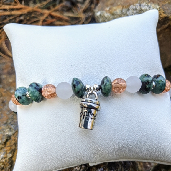 🟢Espresso Yourself Gemstone Stretch Bracelet 7" - Picture 3 of 8